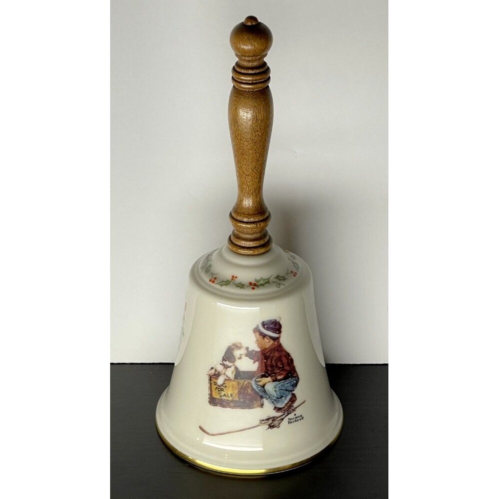 Norman Rockwell "A BOY MEETS HIS DOG" 8-7/8" Tall VINTAGE GORHAM BELL 1979